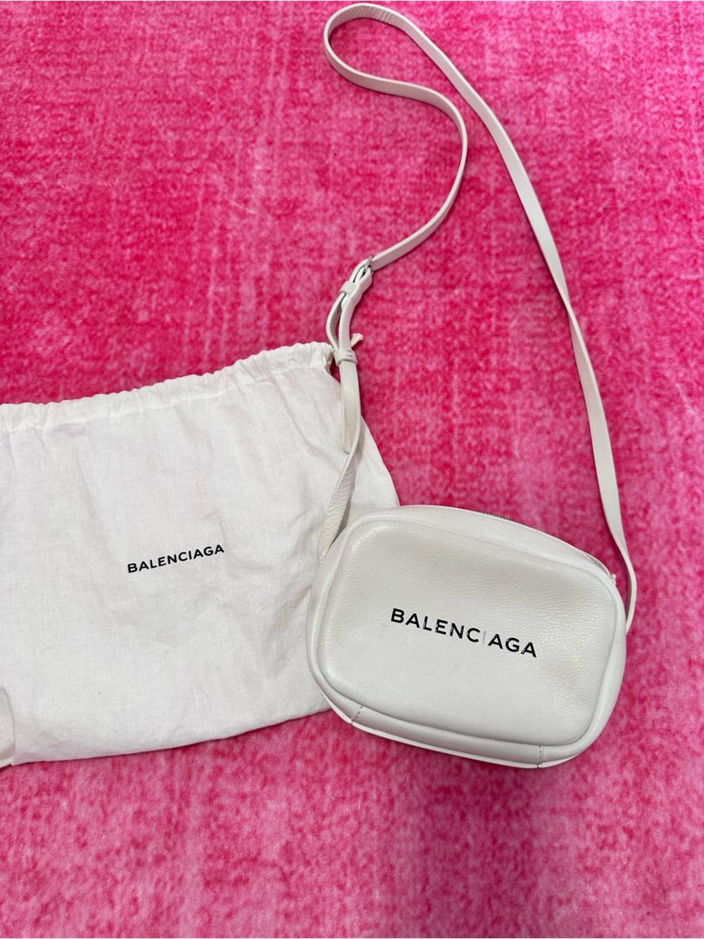 Balenciaga White Leather Mini Camera Bag